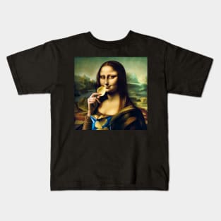 Mona Lisa Potato Chip Delight: National Potato Chip Day Kids T-Shirt